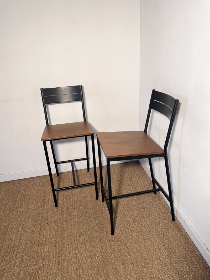Lot de 2 chaises hautes de bar bois et métal – Image 2
