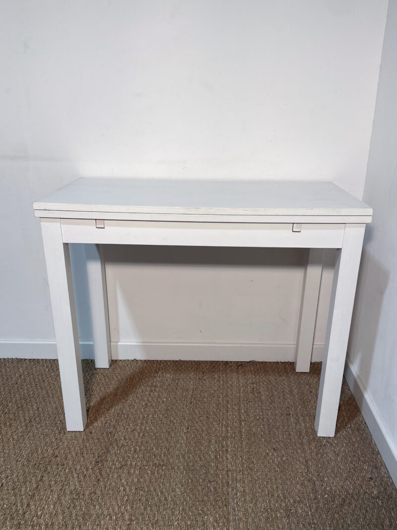 Petit bureau / Table à rallonges en bois blanc – Image 2