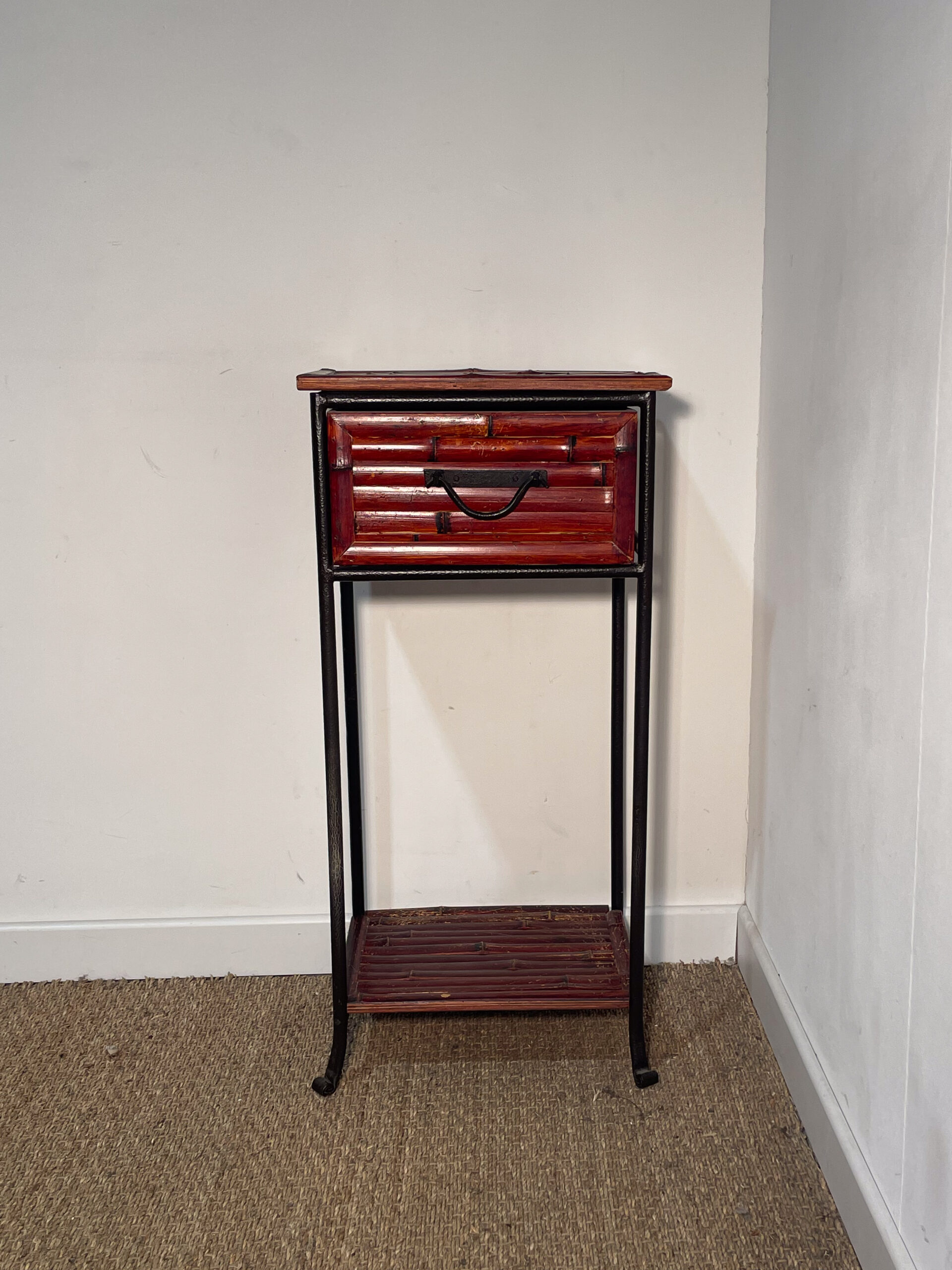 Petit meuble à tiroir en fer forgé et bambou – Image 2