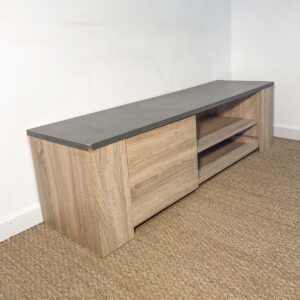 Meuble TV long bois et gris