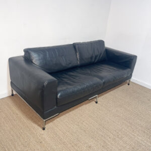 Canapé design en cuir noir 3 places