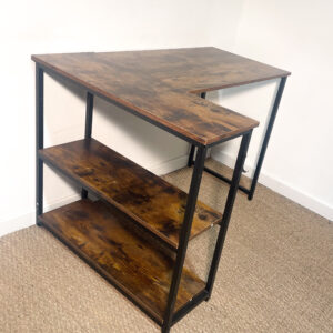 Bureau d'angle en bois et métal noir