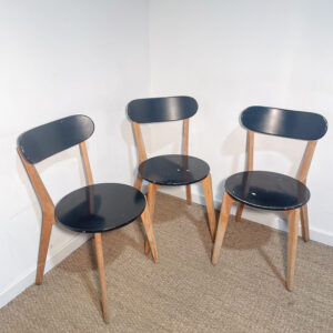 Lot de 3 chaises en bois noir